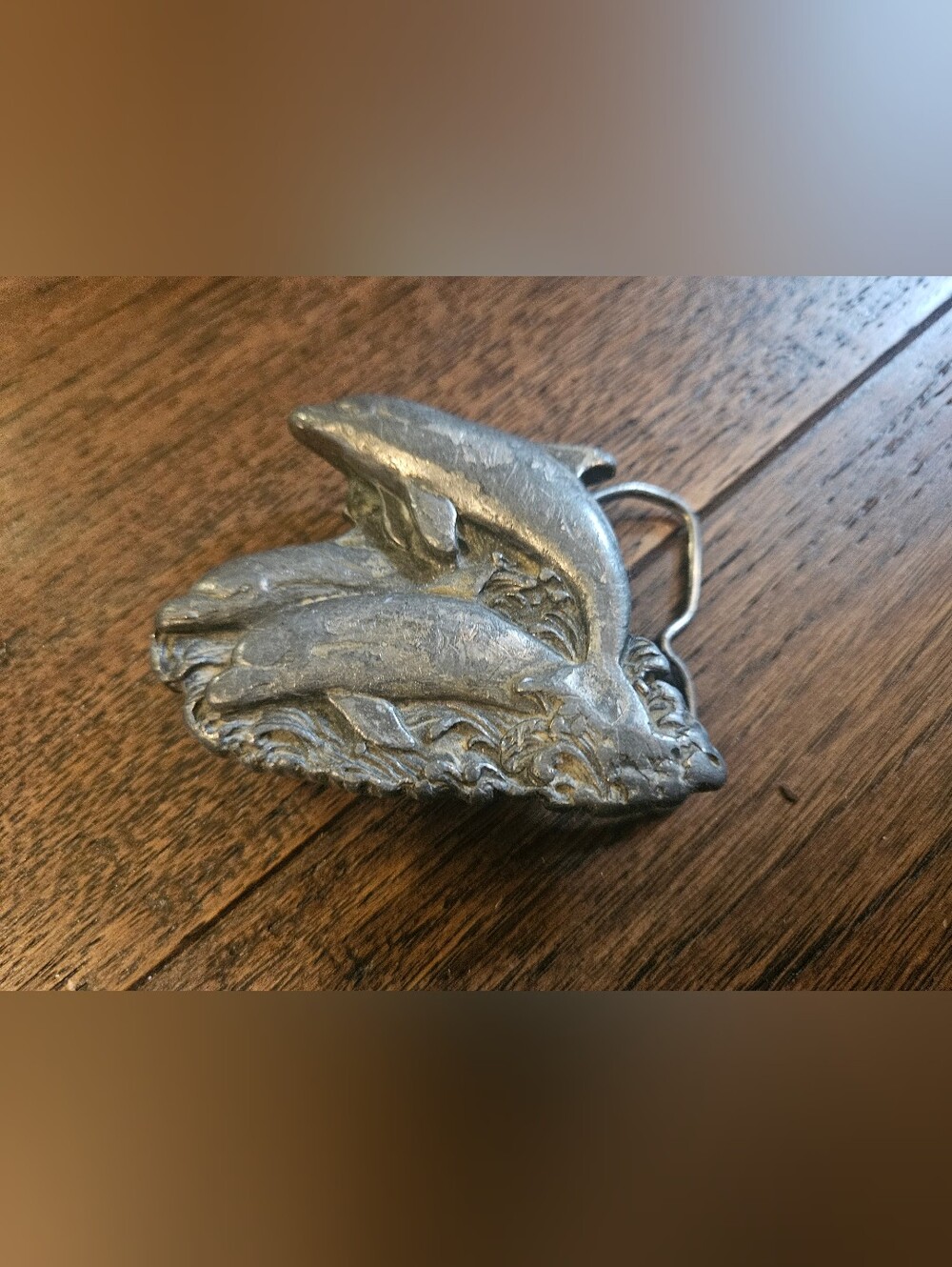 Vintage scuba  sea dive fish Bergamot Brass Works 1978 Dolphin Belt Buckle USA .